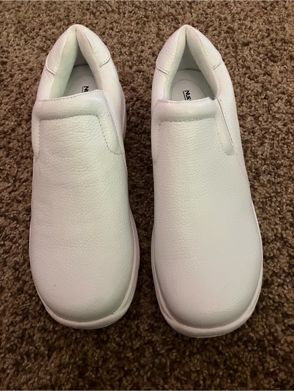 Nurse Mates White Slip-On Nursing Loafers Leather